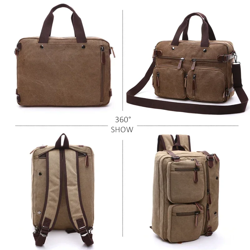 sacs de voyage en toile pour hommes, étui à bombes, valise classique, messager initié, fourre tout, grands sacs à main d'affaires décontractés, poche pour ordinateur portable