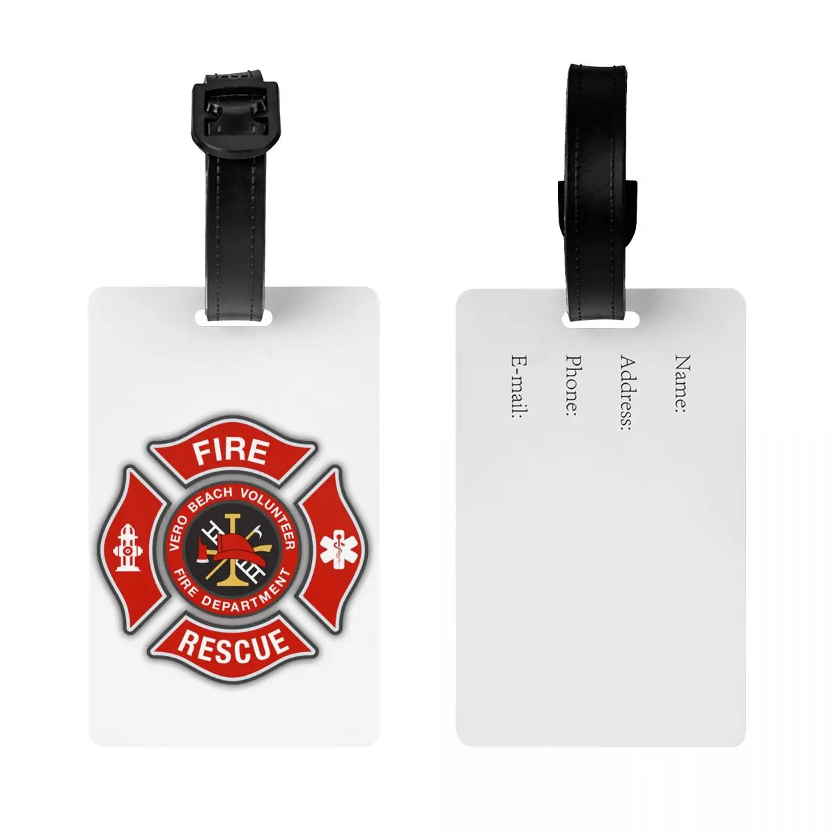 Étiquette de bagage de pompier de sauvetage d'incendie pour les valises, couverture de confidentialité, nom, carte d'identité