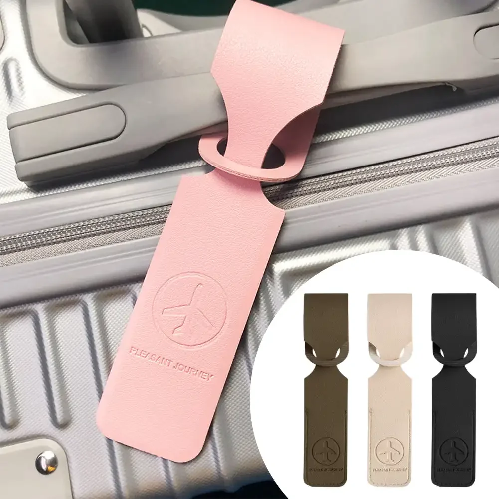 Étiquette de bagage portable en cuir pu, identification de valise, étiquette de sac d'embarquement de bagages, porte adresse d'identification de nom, accessoires de voyage, 1x