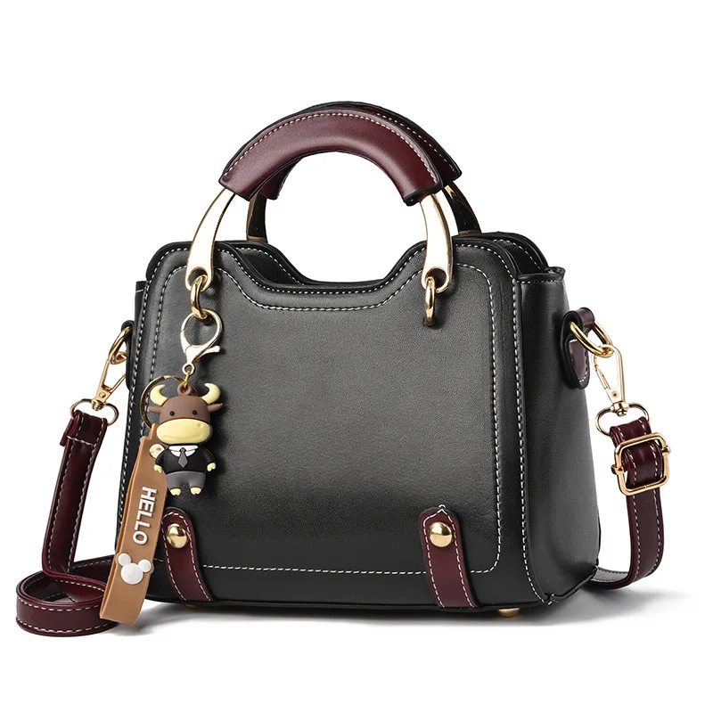 sac à main chic en forme de coquille pour femmes, sac à bandoulière simple, matériau pu tendance, taille moyenne, couleur contrastée, sac à la mode
