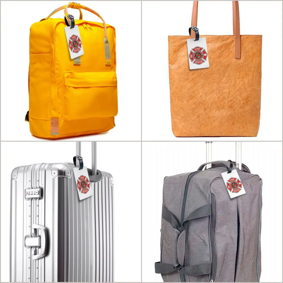 Étiquette de bagage de pompier de sauvetage d'incendie pour les valises, couverture de confidentialité, nom, carte d'identité