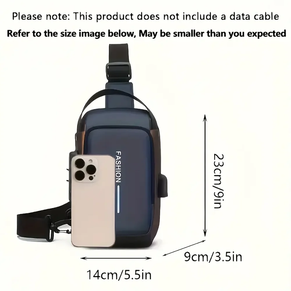 sac à bandoulière élégant pour hommes – tissu oxford durable, sac de poitrine à bandoulière avec poche pour téléphone, fermeture éclair pour les déplacements quotidiens
