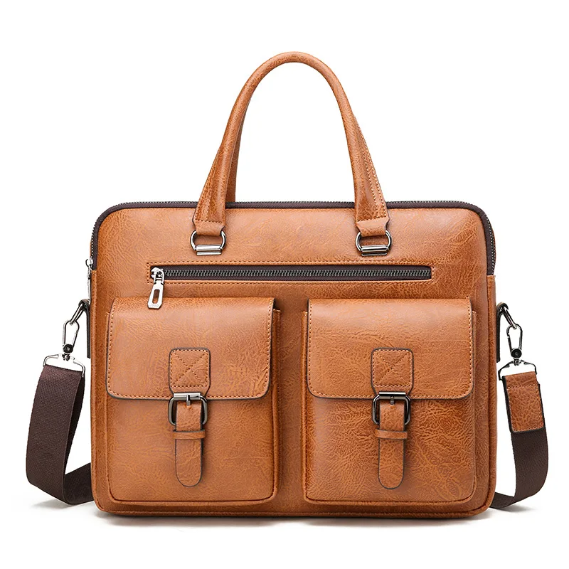 Marque de luxe homme mallette d'affaires sac en cuir PU messager sac à bandoulière hommes bureau sacs à déjeuner pour ordinateur portable A4 fichier hommes sacs à main