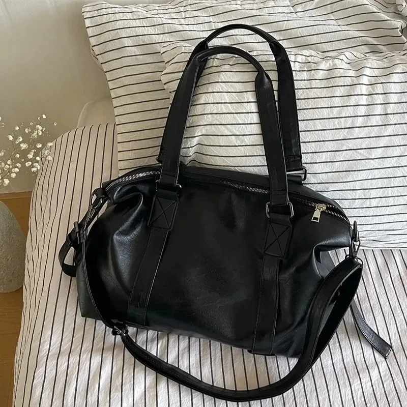 sac fourre tout en cuir pour femmes, sac à main simple, solide, vintage, sacoche à bandoulière pour dames