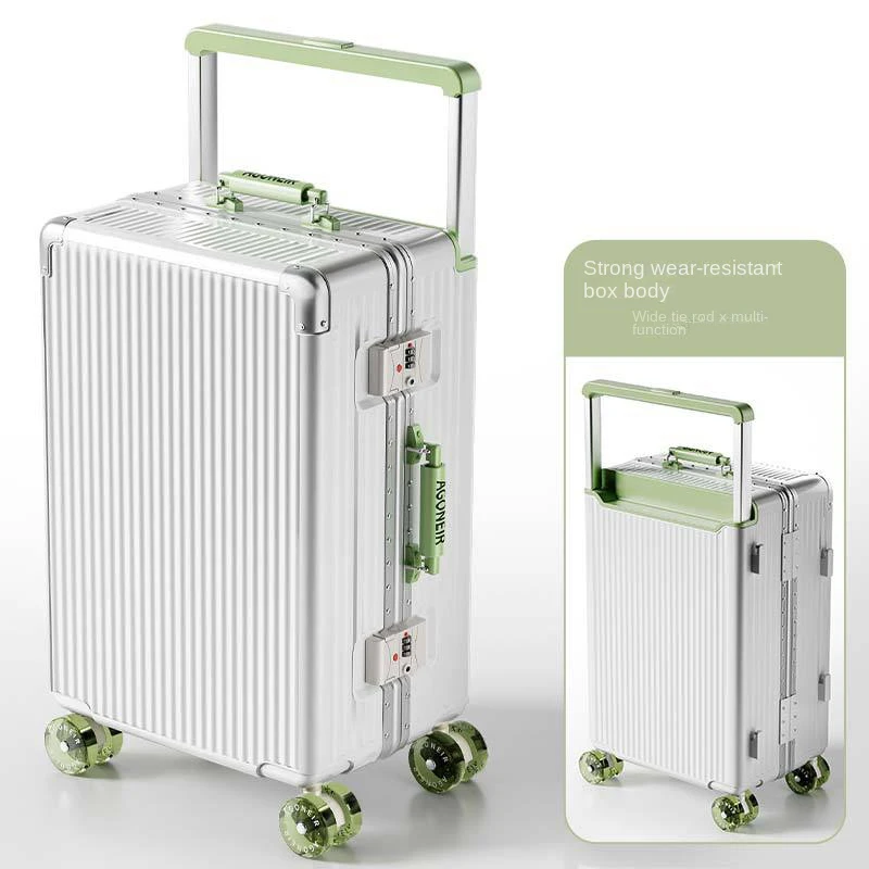 valise de voyage à poignée large de 20 pouces et 24 pouces, cadre en aluminium, boîtier de chariot à bagages à main avec roulettes, boîte d'embarquement, sac à bagages roulant