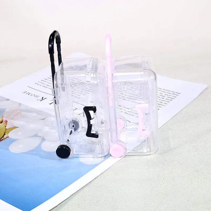 mini valise avec poignée, boîte de rangement transparente pour petits accessoires, articles décoratifs diy, ornements de table, boîte de rangement