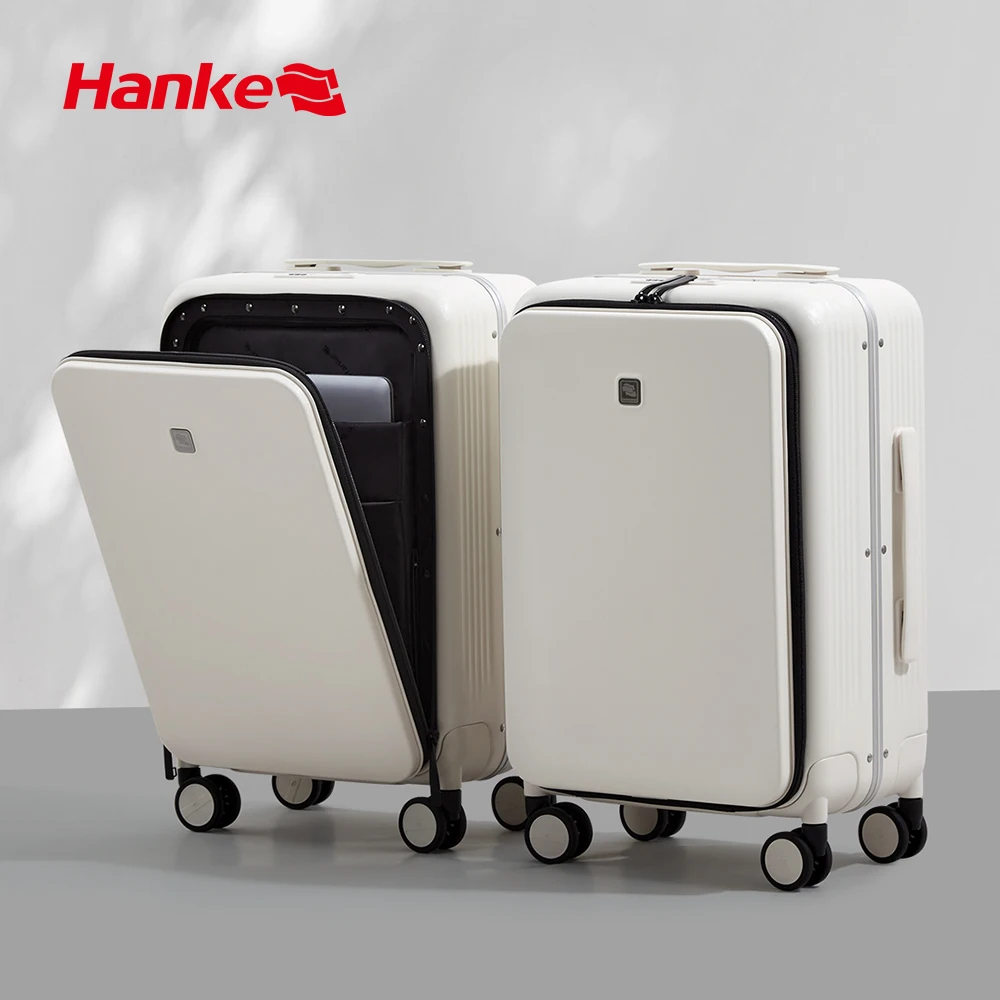 hanke valise de voyage d'affaires, bagage à main, cabine d'embarquement, valise à roulettes, matériau pc, roues tournantes, nouveau design