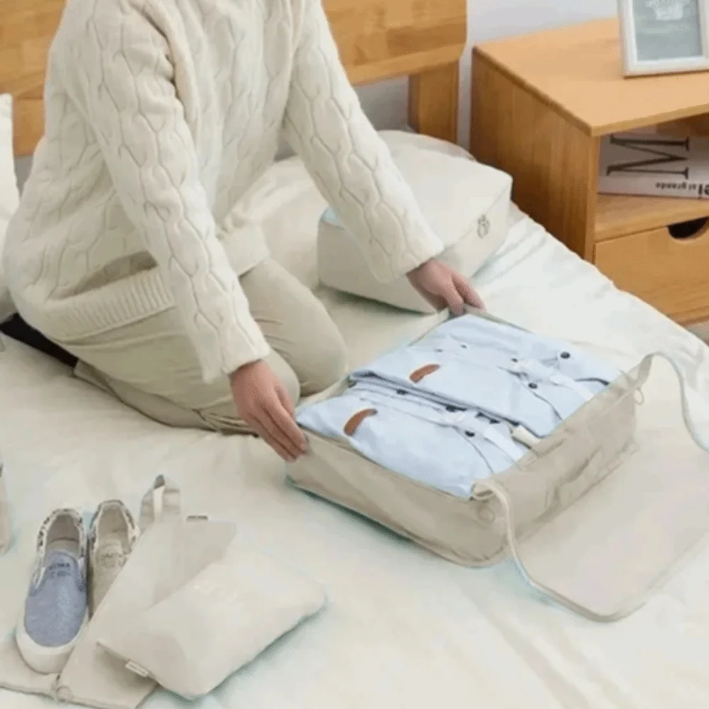 7 pièces/ensemble grande capacité organisateur de voyage sacs de rangement valise pliante étanche cubes d'emballage ensemble étuis portables