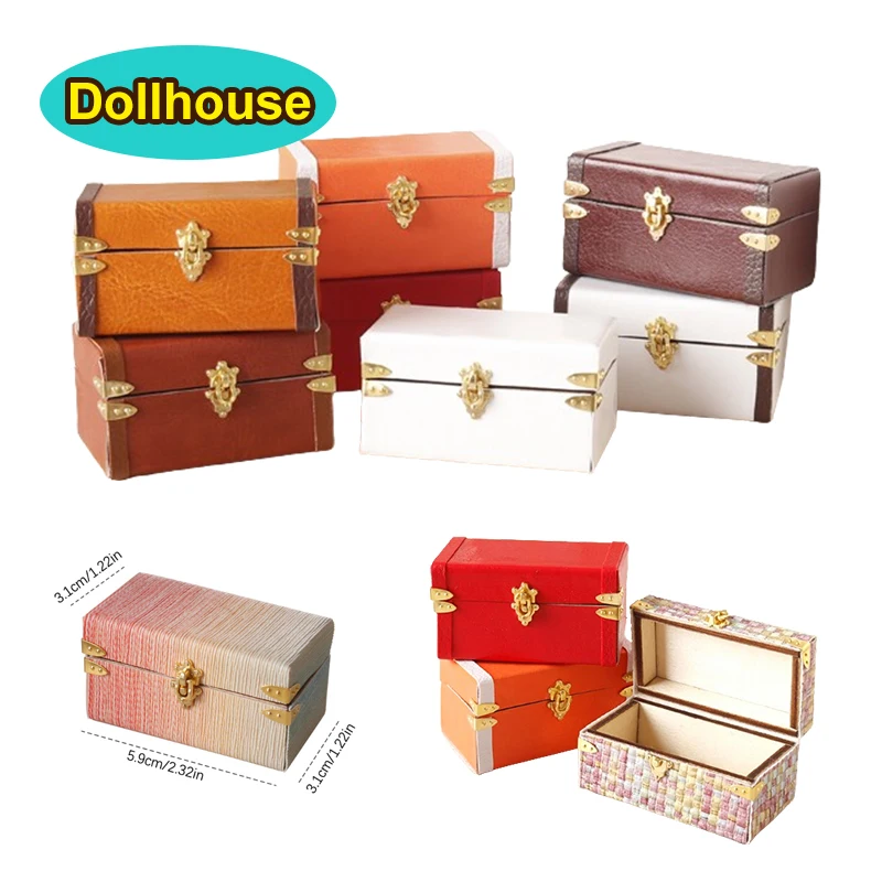 Valise Miniature pour maison de poupée 1:12, boîte à bagages en cuir Vintage, boîte de rangement, modèle de maison, décoration, jouet, accessoires pour maison de poupée