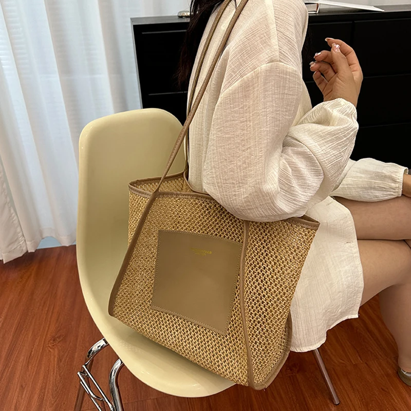 sacs à main pour femmes, sac à bandoulière, fourre tout portable, mode plage vacances tissage, sacs à poignée supérieure