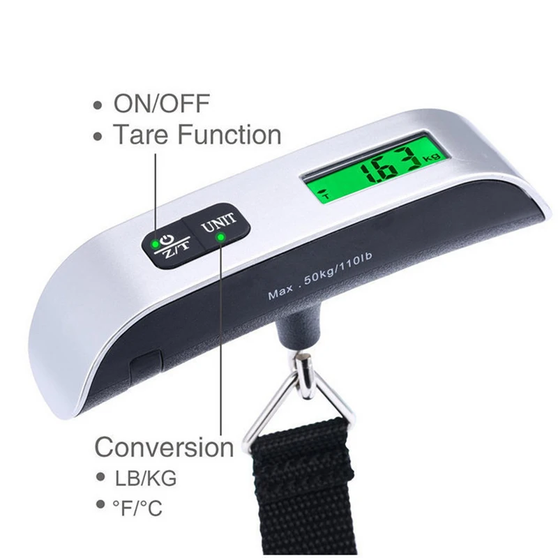 outil de balance électronique portable avec écran lcd numérique, valise de voyage, poids des bagages, balance des sacs, 110lb, 50kg