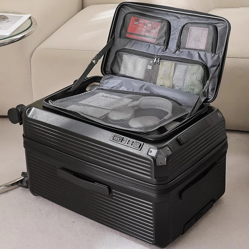 valise extensible nouvelle valise de voyage à cinq roues à grand compartiment profond à ouverture latérale de 28 pouces bagage à main épais de 20 pouces