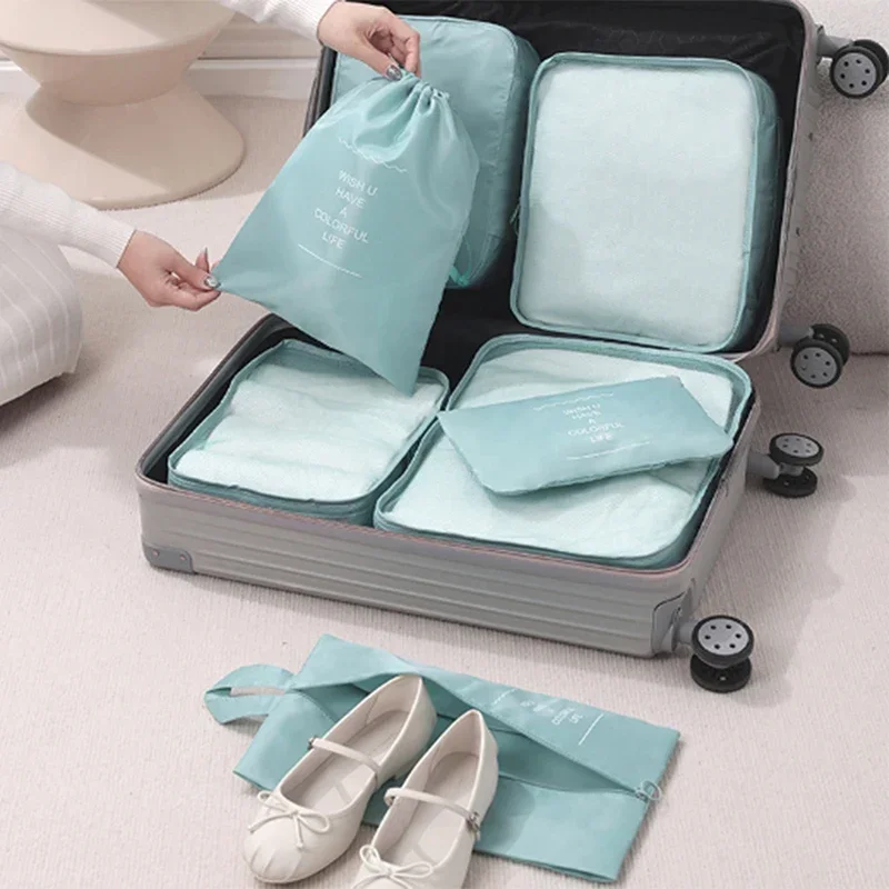 organisateur de voyage de grande taille, 7 pièces, valise portable, vêtements, chaussures, sac de maquillage, organisateur de bagages, sac de rangement de voyage