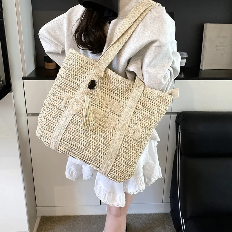 2025 créateur de mode femmes tissé sac à bandoulière grande capacité femme sac de banlieue paille plage fourre tout sacs pochette sac à main sac à main