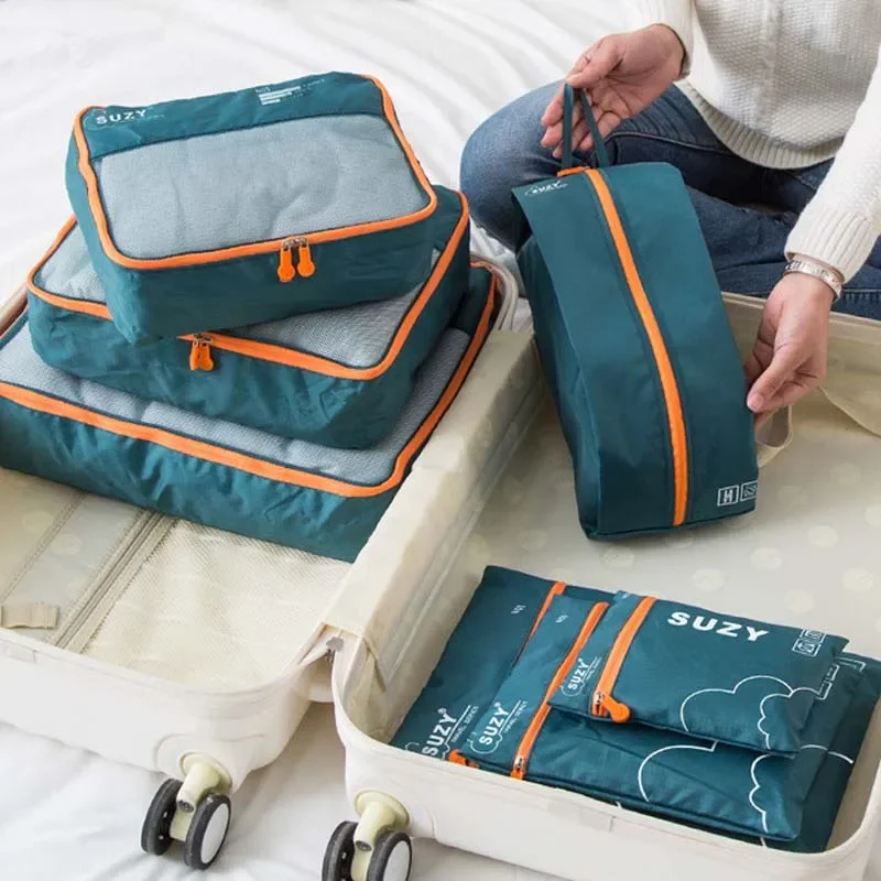 sacs de voyage en poudre pour vêtements et chaussures, valise portable, étuis d'emballage, ensemble de 7/6 pièces