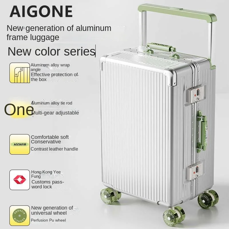 valise de voyage à poignée large de 20 pouces et 24 pouces, cadre en aluminium, boîtier de chariot à bagages à main avec roulettes, boîte d'embarquement, sac à bagages roulant