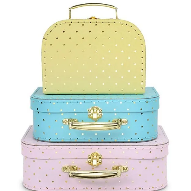 valise en carton faite à la main pour enfants, boîte filetée, organisateur de rangement portable, emballage de mode haut de gamme personnalisable