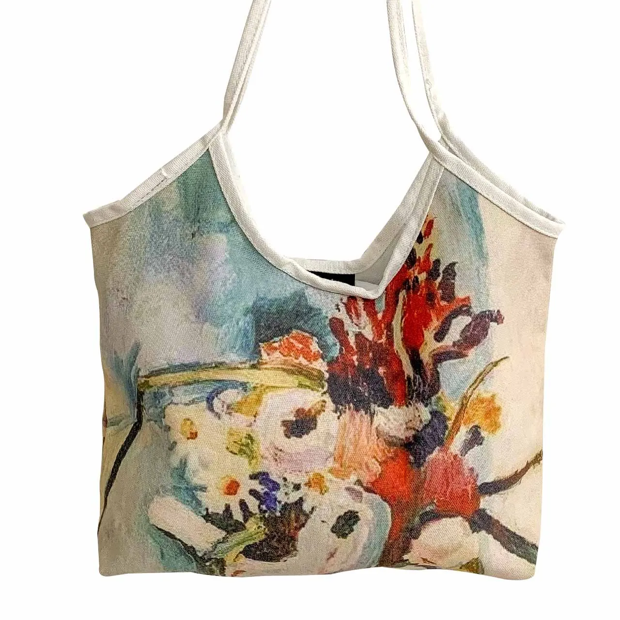 sacs à main peinture à l'huile toile sac nouveau à la mode grande capacité épaule décontracté mode simple boucle magnétique sac à main fourre tout sacs