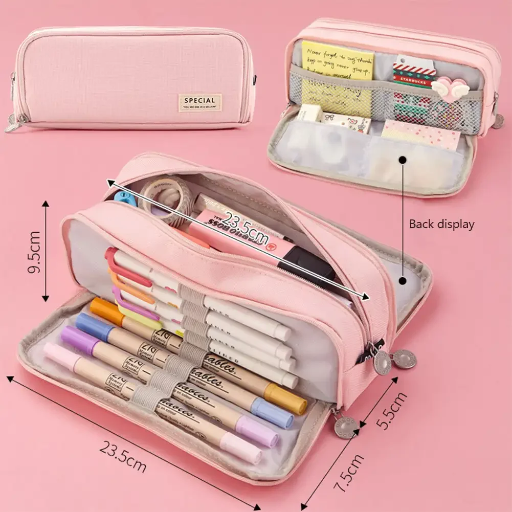 trousse à crayons de grande capacité, étuis à crayons mignons kawaii, trousse à stylos pour étudiants, grande boîte de fournitures scolaires, sacs à crayons staacquering, poudres à crayons