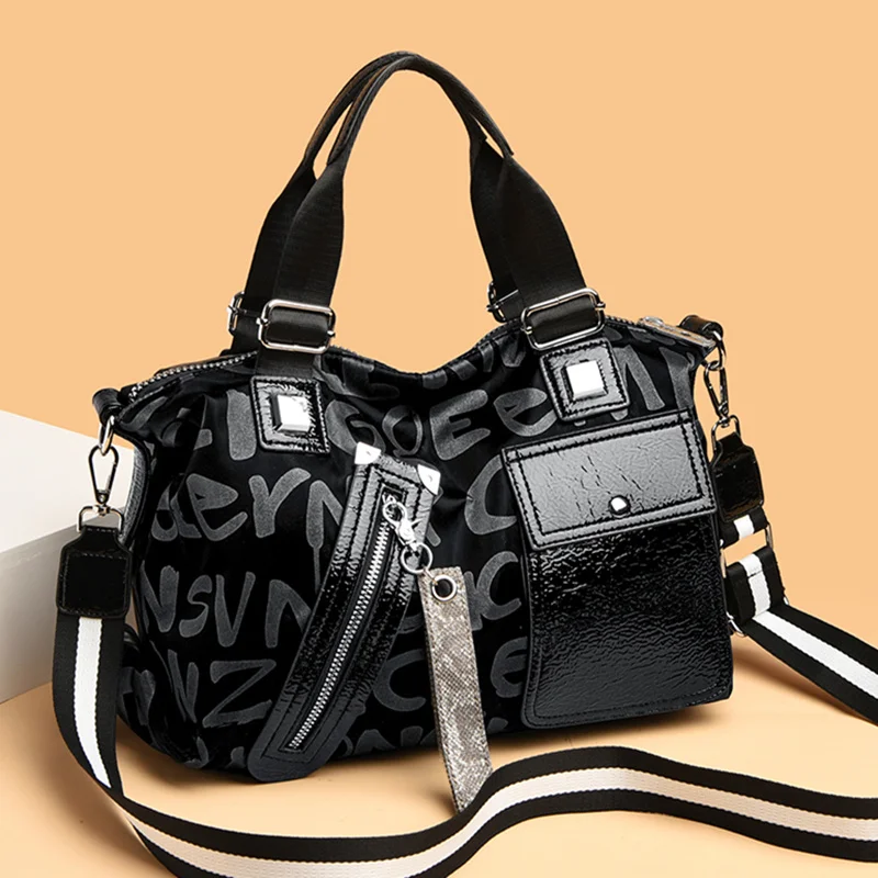 sacs à main de luxe en cuir noir pour femmes, sacoches à lettre de styliste, fourre-tout de grande capacité pour dames, 2022