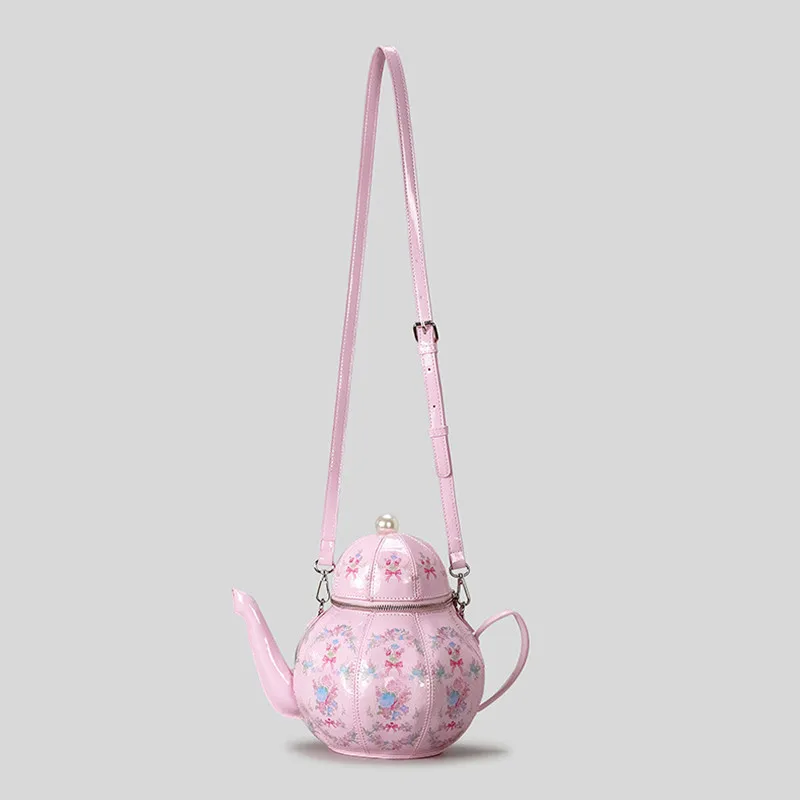 sacs à main avec théière design imprimé vintage créatif pour femmes sac à bandoulière avec chaînes de perles bandoulière de luxe de créateur