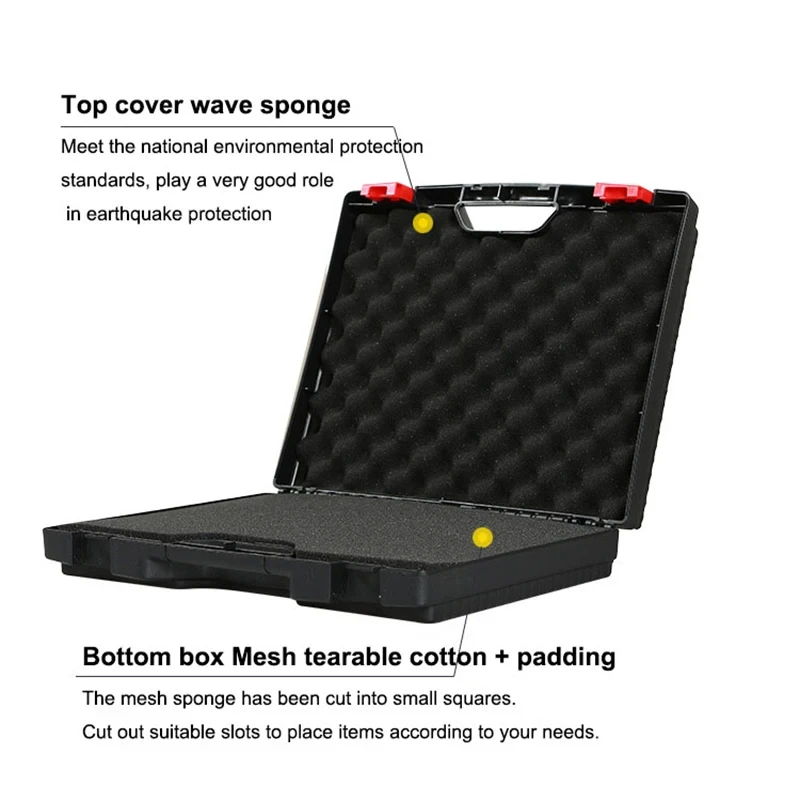 valise boîte à outils professionnelle avec éponge, boîte à outils complète, mallette à outils portable en plastique, équipement de sécurité, mallette à instruments