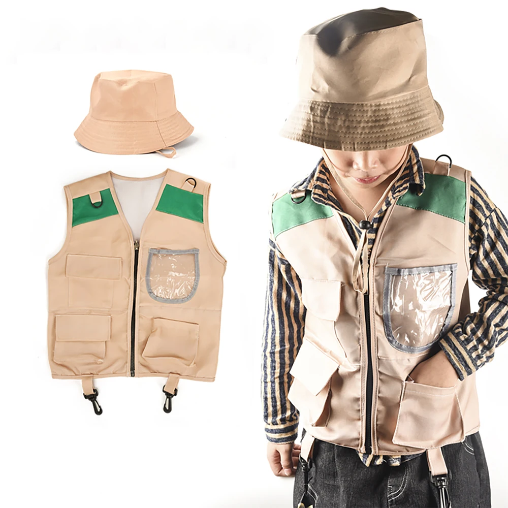 ensemble de gilet d'aventure en plein air pour enfants, jeu de rôle de cosplay, vêtements de performance d'aventurier en plein air