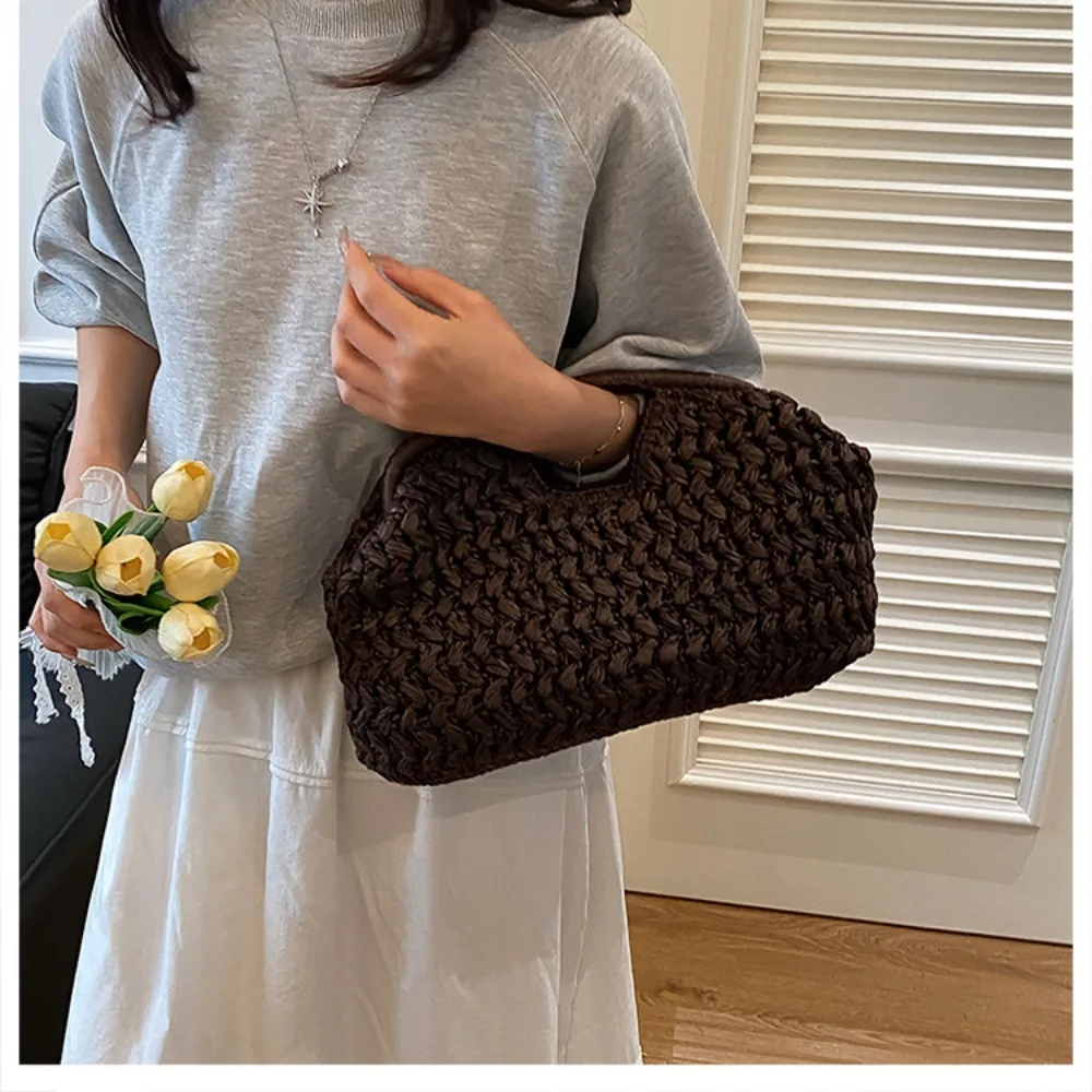 sac à main tissé à la main pour bolsos mujer été 2025, nouvelle texture haut de gamme rummikub et élégant sac à main de vacances à la plage pour femmes
