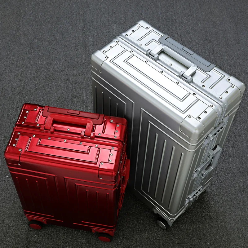 valise voyage en aluminium Étanche de 20/24/26/100% pouces, valise chariot à bagages avec mot de passe en métal de haut niveau, cabine de voyage, sacs de voyage, 28/30
