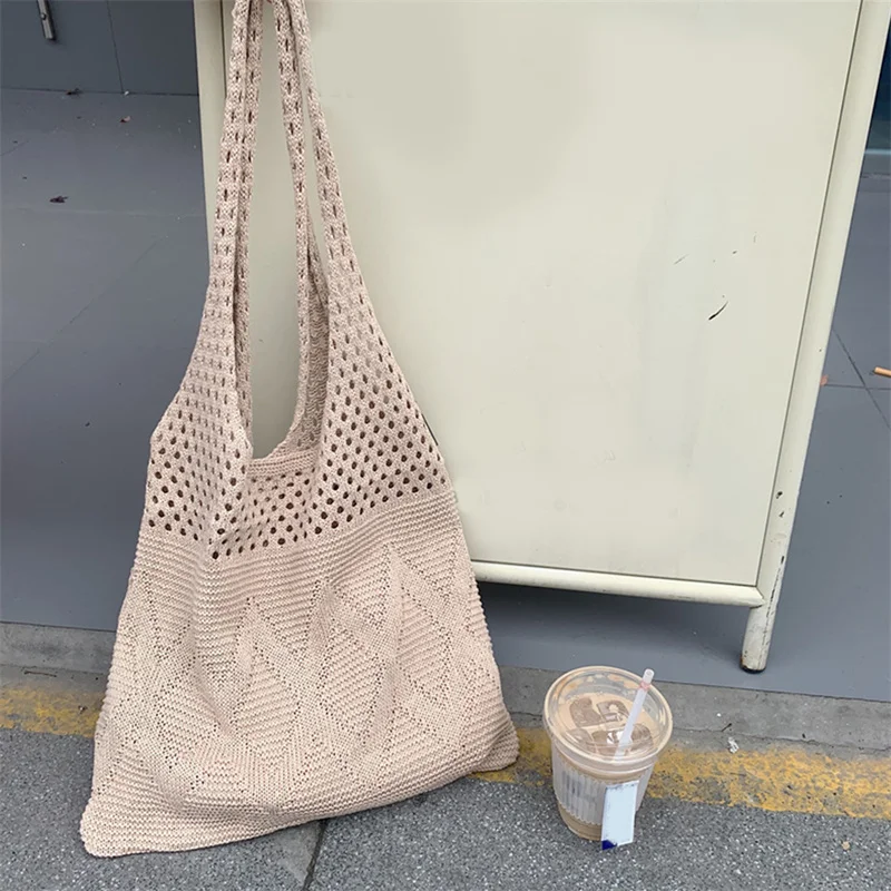 sacs à main tricotés de styliste pour femmes, fourre tout de grande capacité, sac de plage d'été, grands sacs à main décontractés, sacs à bandoulière tissés creux