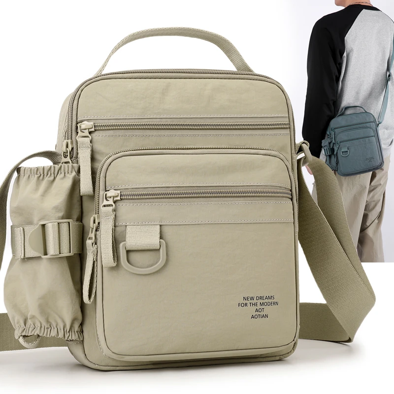 Mode décontracté hommes sac à main de haute qualité homme sacs à bandoulière sac de voyage élégant hommes sac à bandoulière avec poche pour bouteille