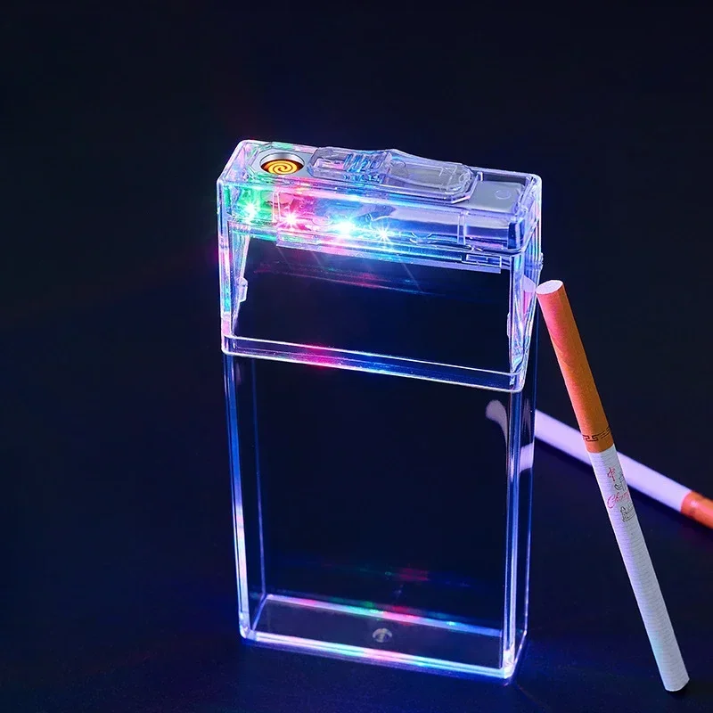 Étui à lumière Laguna coloré transparent, briquet USB, mince, scellé et étanche à l'humidité, paquet de 20