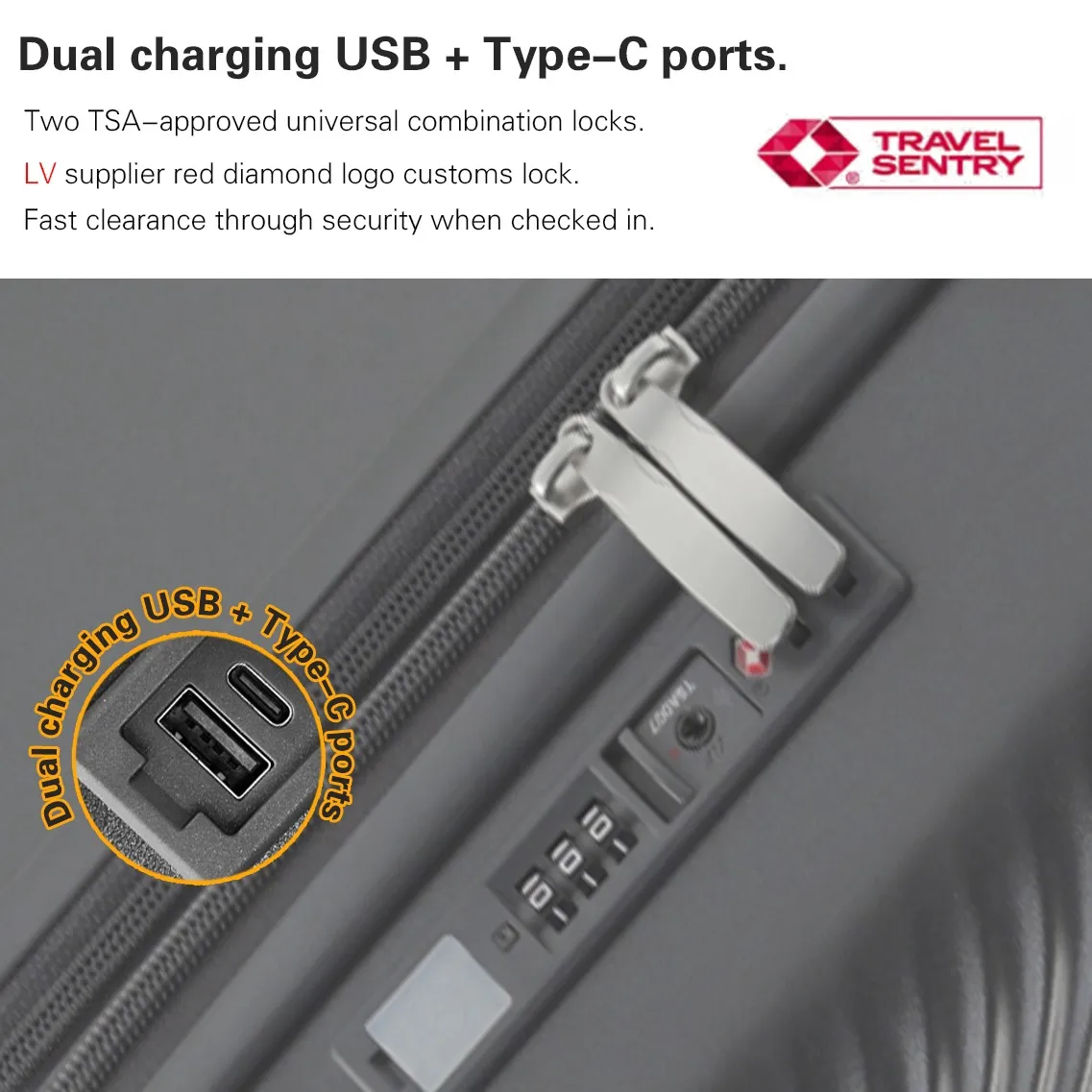 lightgo valise pc ultralégère 20 26 28 pouces tsa lock bagage avec 8 roues silencieuses, fermeture éclair ykk, porte gobelet et crochet latéral