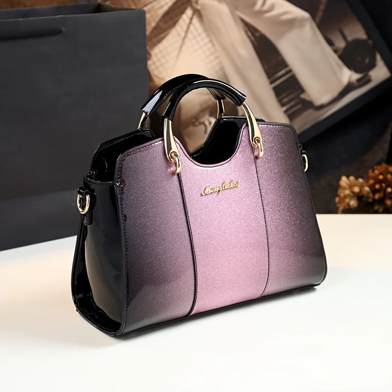 mn mom sac à bandoulière en cuir verni nickel é pour femme d'âge moyen, sacs à main à bandoulière