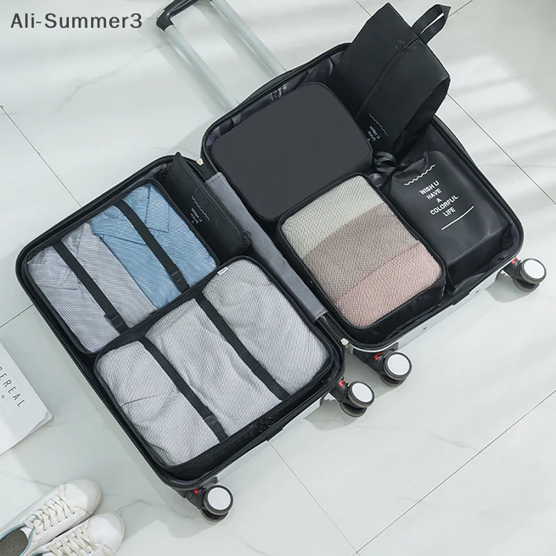 organisateur de voyage de grande taille, 7 pièces, valise portable, vêtements, chaussures, sac de maquillage, organisateur de bagages, sac de rangement de voyage