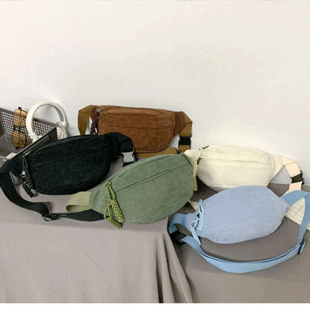 femmes taille pack grande capacité velours côtelé fanny pack style de rue sac de poitrine mode épaule sacs à bandoulière décontracté taille ceinture sac