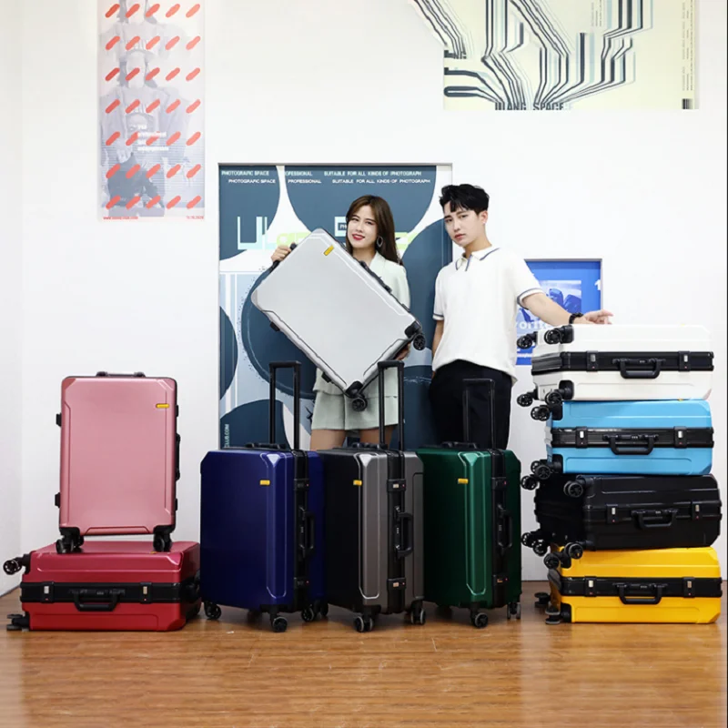valise à cadre en aluminium pour Étudiant, bagage à main et à roulettes, belle cabine d'embarquement, 20 22 24 26 pouces, avec usb