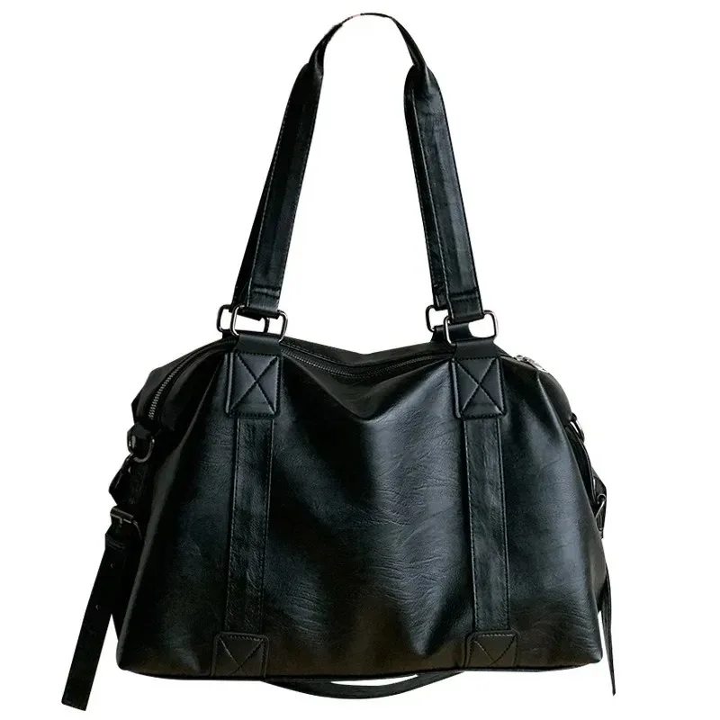 sac fourre tout en cuir pour femmes, sac à main simple, solide, vintage, sacoche à bandoulière pour dames