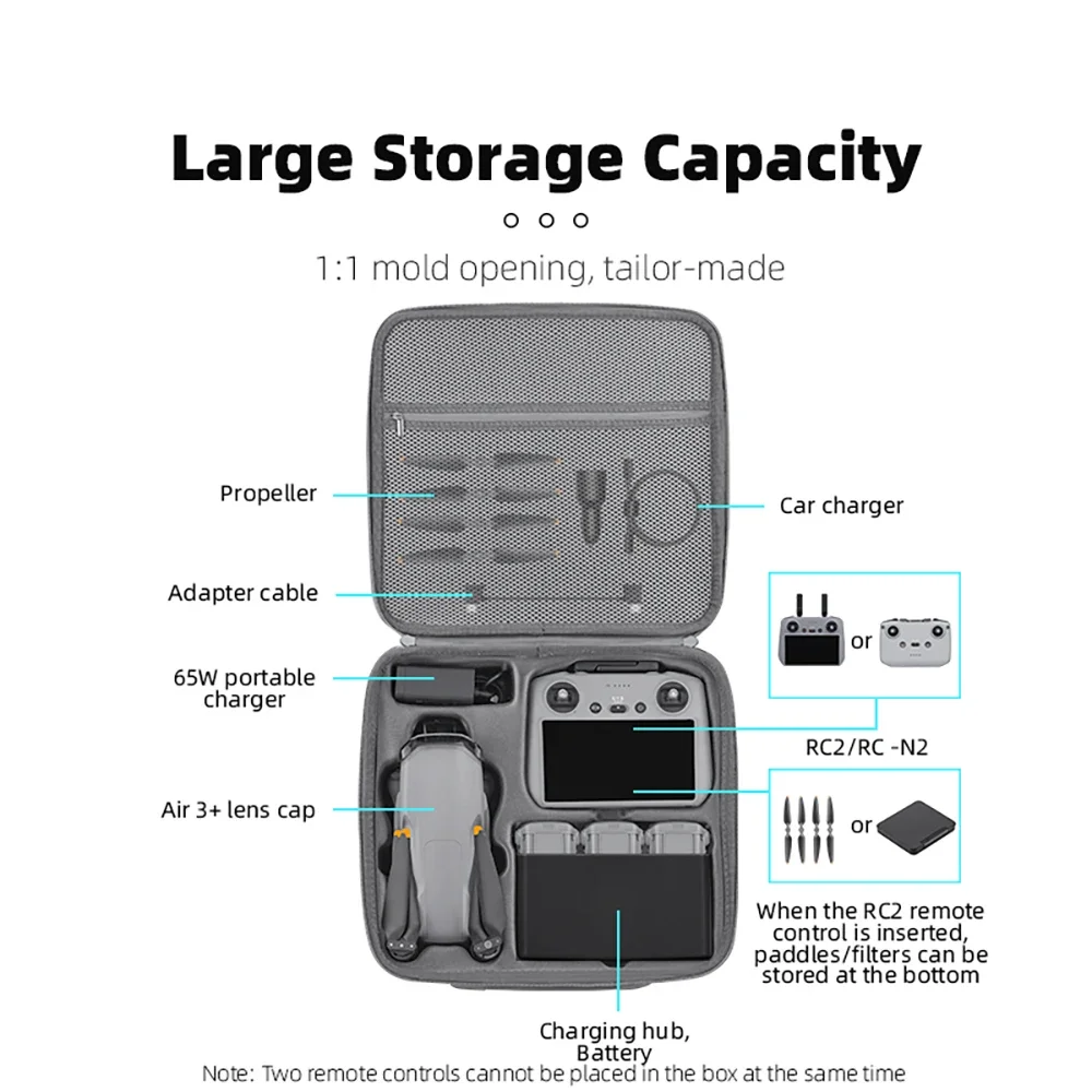 brdrc sac de rangement pour dji air 3/air 3s étui de transport intégré sac à main voyage valise en polyuréthane bandoulière drone rc 2 accessoires