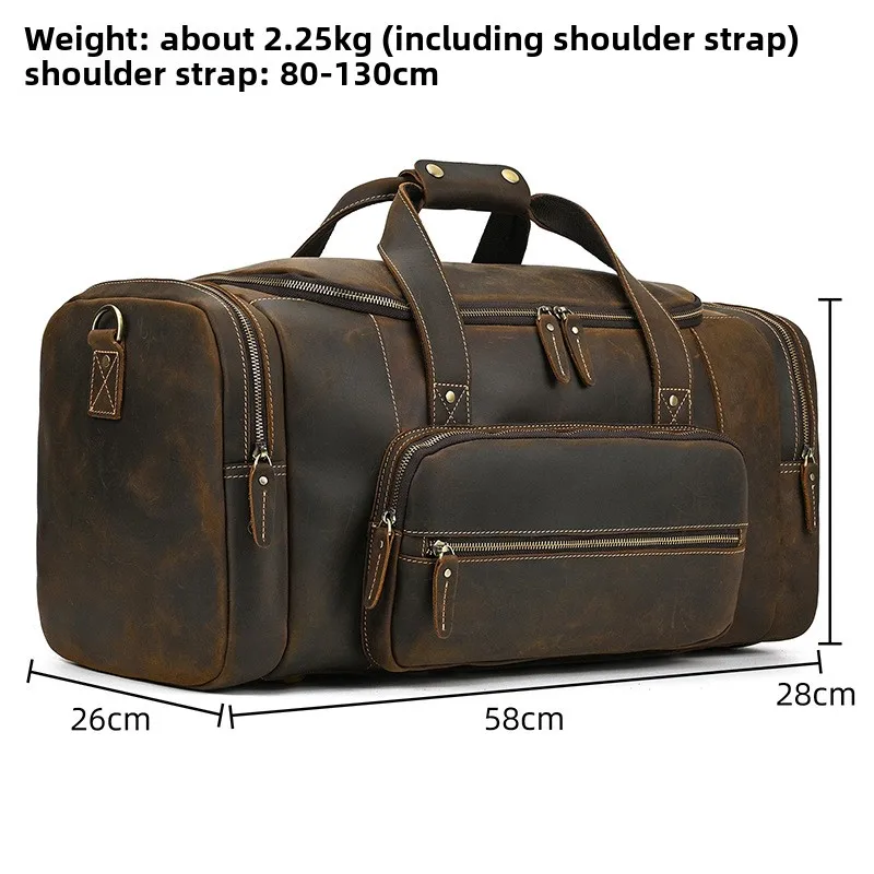 sac à bagages en cuir de grande capacité pour hommes, sac de voyage, sacs de week end sur les bagages de nuit, sacs à main pour hommes