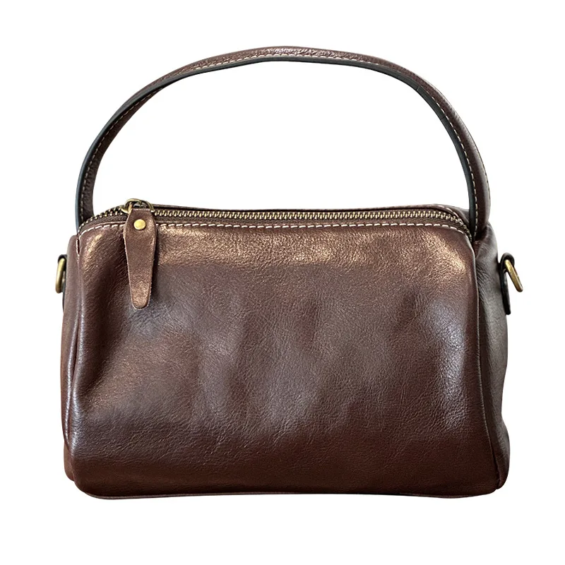 sac à main en cuir rétro simple pour femme, petite tête couche plante peau de vache, petite bandoulière initiée, designer de luxe