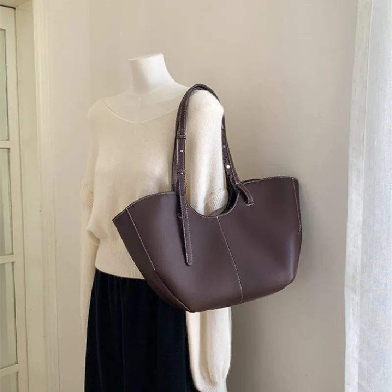 Sac à Main de Grande Capacité en Cuir pour Femme, Fourre-Tout Portable, de Luxe, à Placer sous les Bras