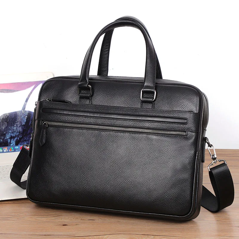 porte documents en cuir pour hommes, sac à main de grande capacité pour ordinateur portable, sacs à bandoulière en cuir véritable de bonne qualité, sacs d'affaires
