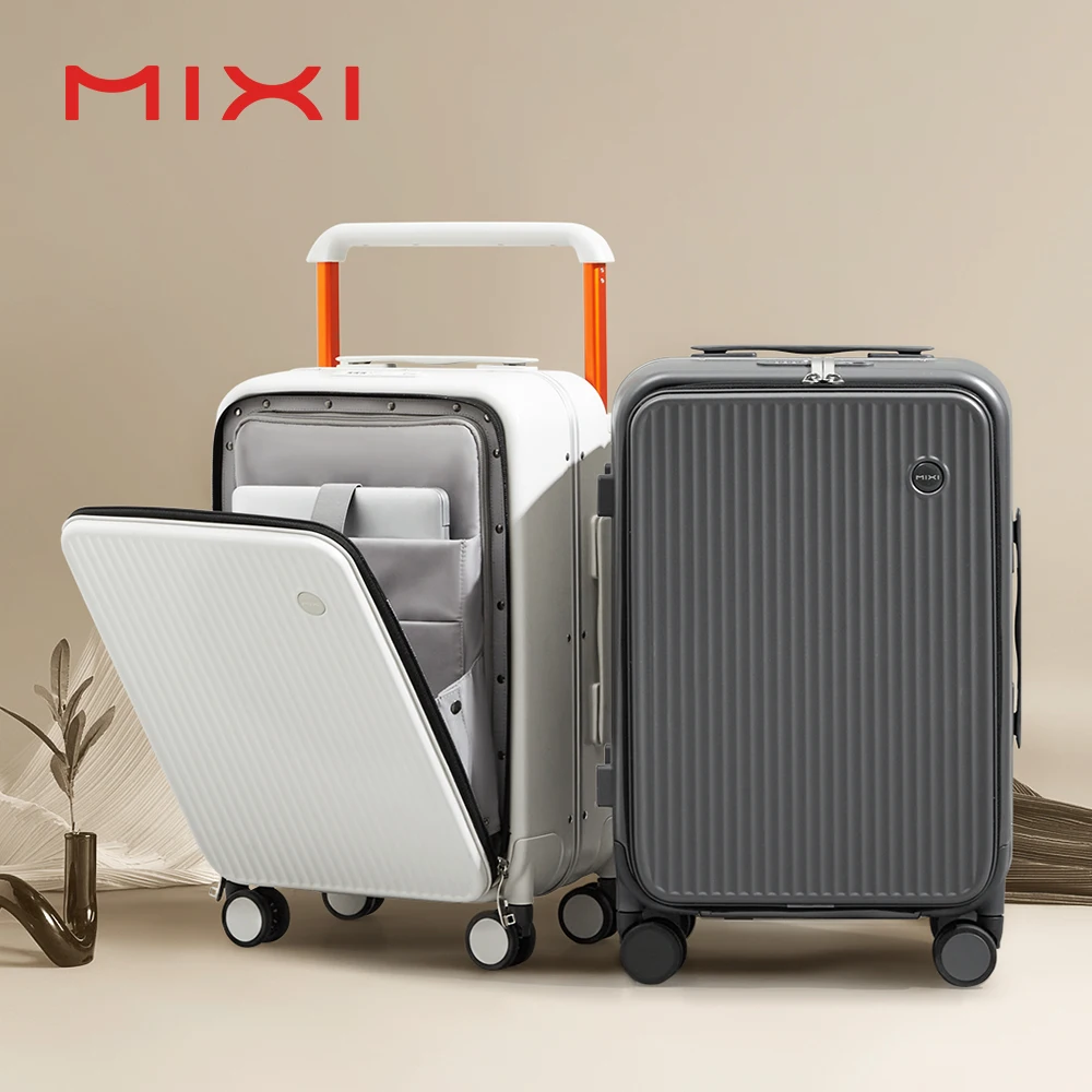 mixi – valise de voyage à large poignée pour ordinateur portable, bagage à main de 20 pouces pour femmes, cadre en aluminium, valise à roulettes 24 pouces