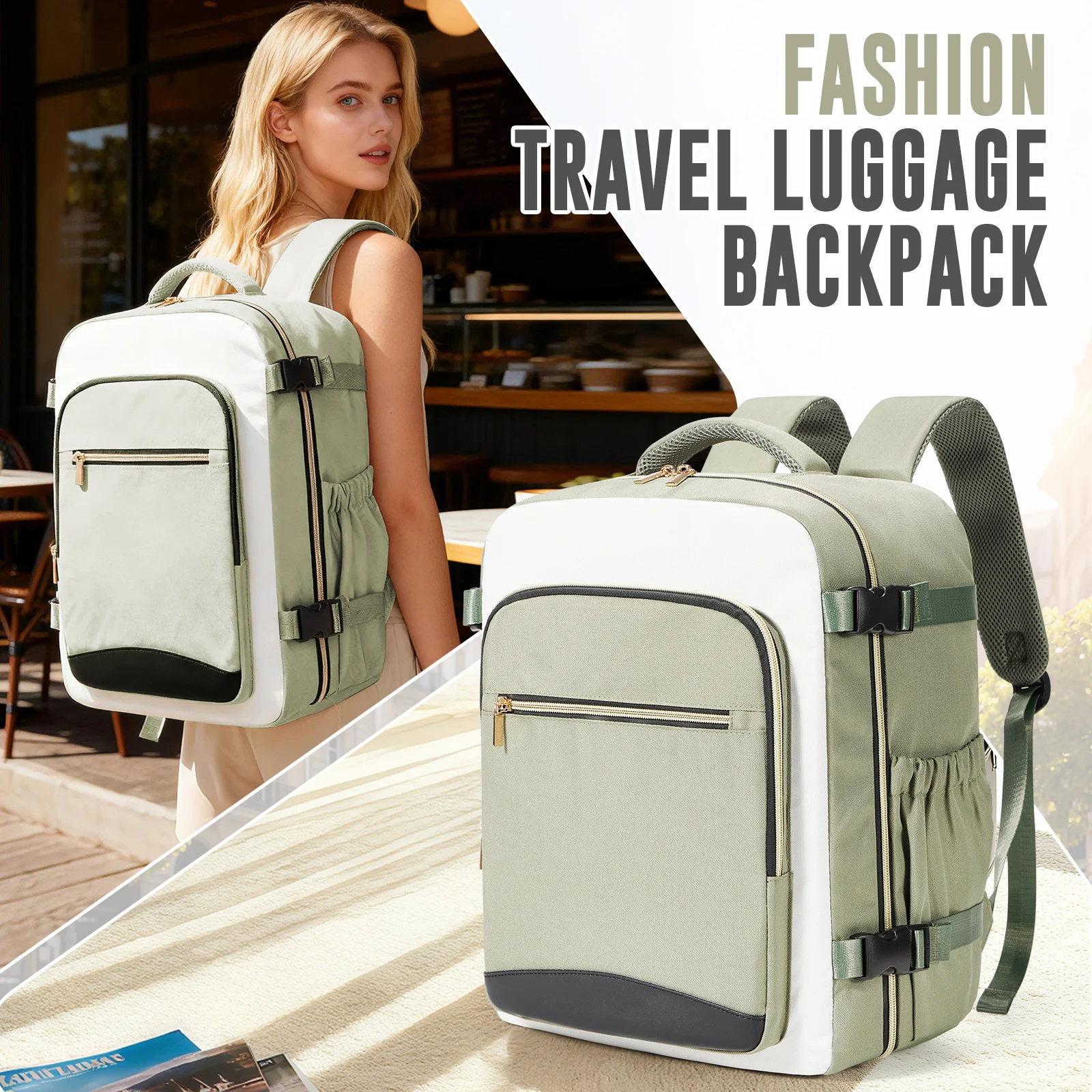 sac d'extérieur de grande capacité pour ordinateur portable 15.6 pouces, ryanair 40x30x20, sac à dos de voyage pour courte distance, sac à dos d'école universitaire pour filles