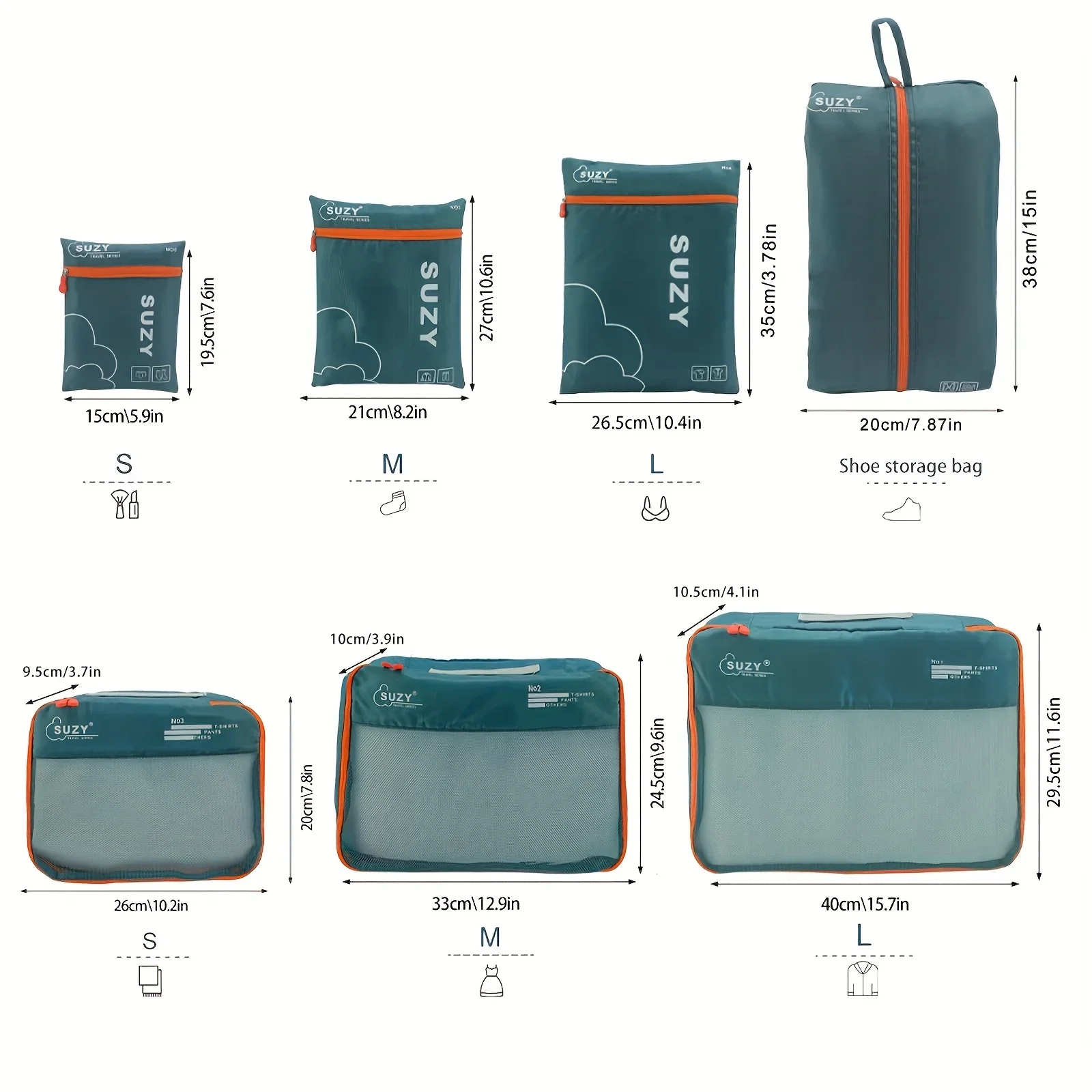 sac de rangement de voyage, ensemble de 7 pièces, valise portable, sac d'organisation, sac de rangement pour vêtements