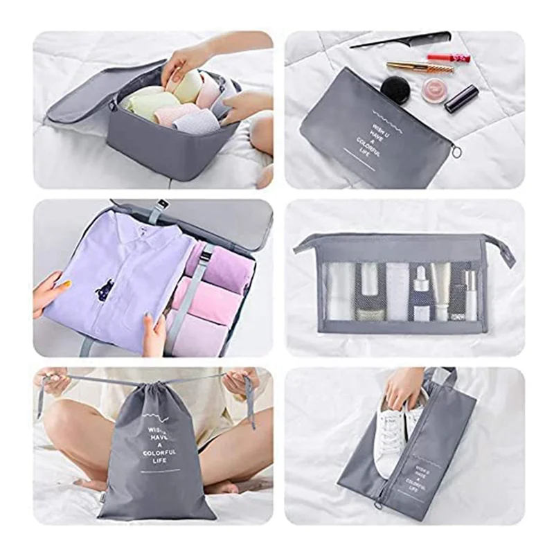 Y51A-Cubes d'emballage pour valise, 18 pièces Cubes d'emballage de voyage sacs de rangement de valise légers ensemble organisateurs de bagages