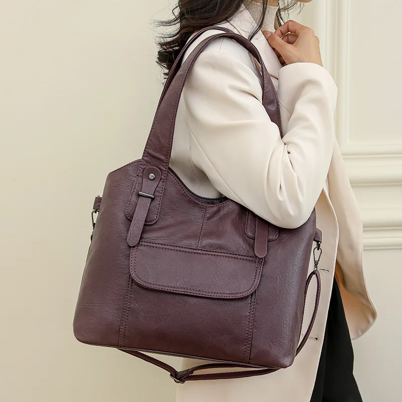 sacs à main en cuir souple de luxe pour femmes, sacs à bandoulière rétro de créateur, sac messager initié pour dames, grande capacité, nouveau, 2024