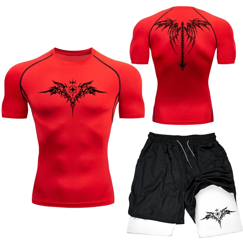 Nouveau MMA boxe Compression ensemble vêtements de Sport pour hommes séchage rapide Shorts de Sport t-shirt course entraînement serré Sport Rashguard costume