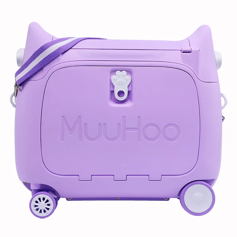 valise à roulettes multifonctionnelle pour enfants, bagages de dessin animé pour enfants, valise à roulettes de voyage d'embarquement, 20 po, peut s'asseoir ou monté
